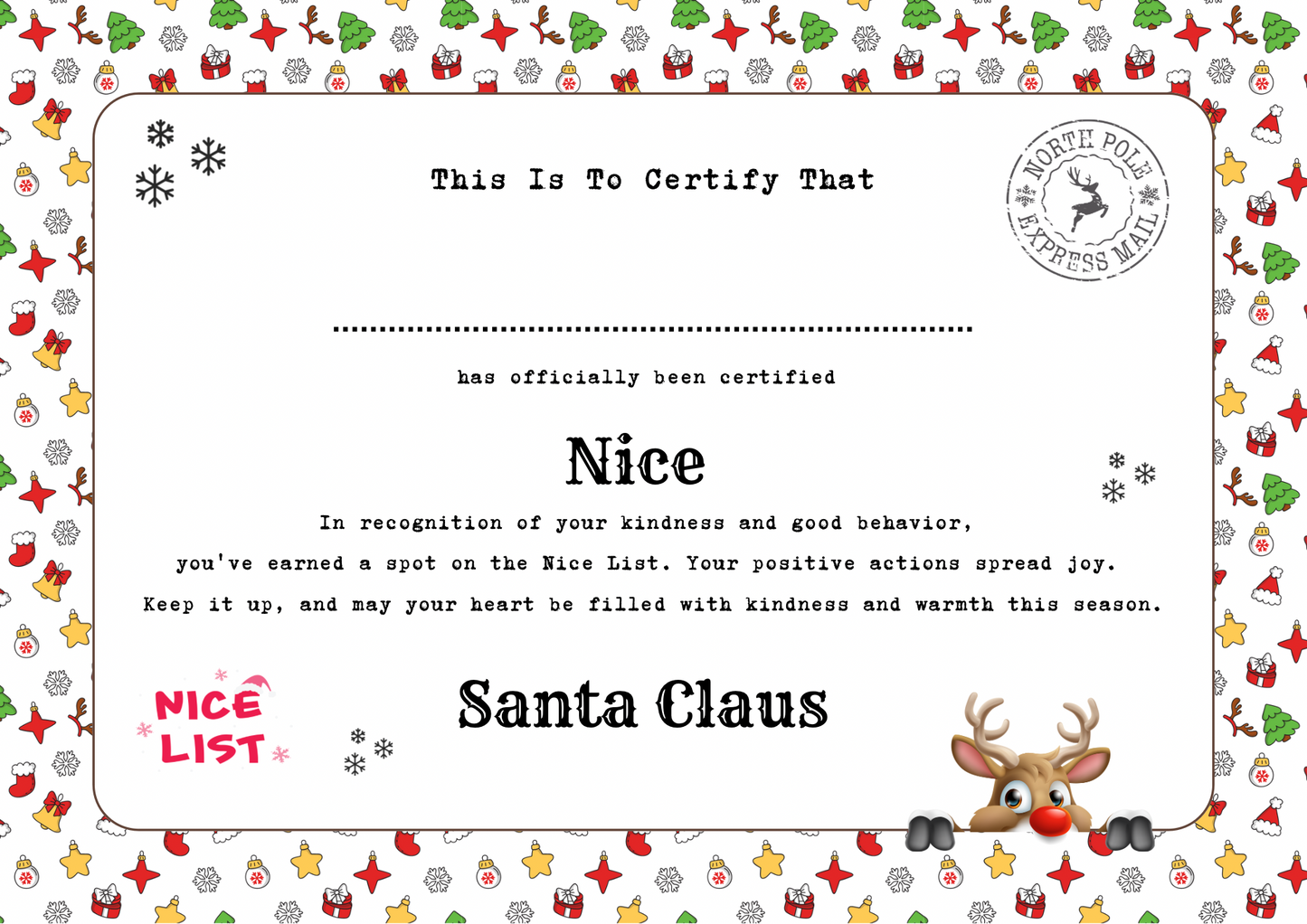 Certificate of Niceness