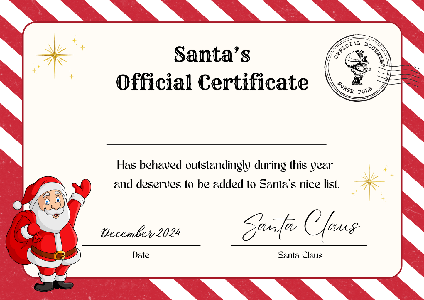 Certificate of Santa’s Nice List