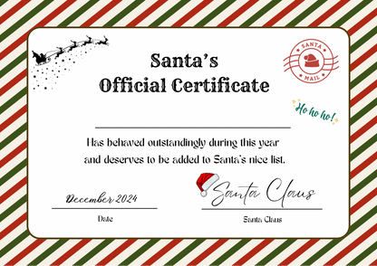 Certificate of Santa’s Nice List