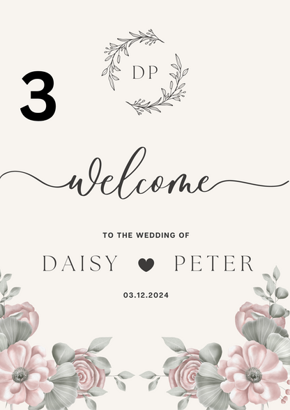 Beige Flowery Welcome Sign Wedding Poster