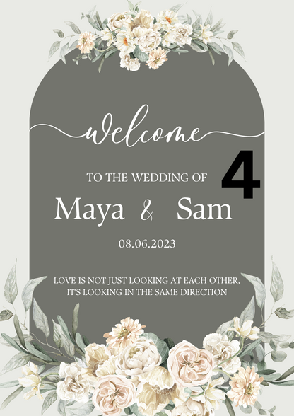 Green Flowery Welcome Sign Wedding Poster