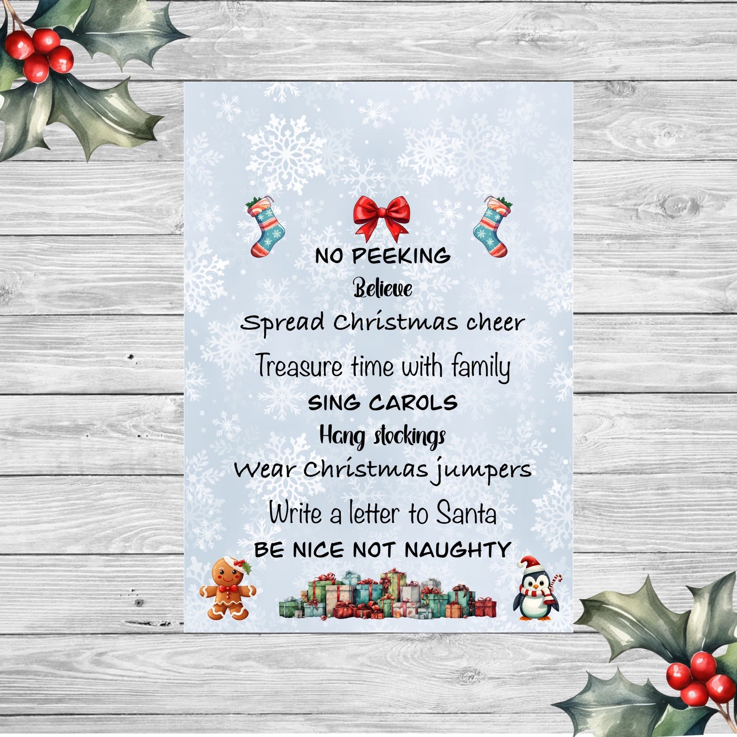 Personalised Christmas Rules Plaque