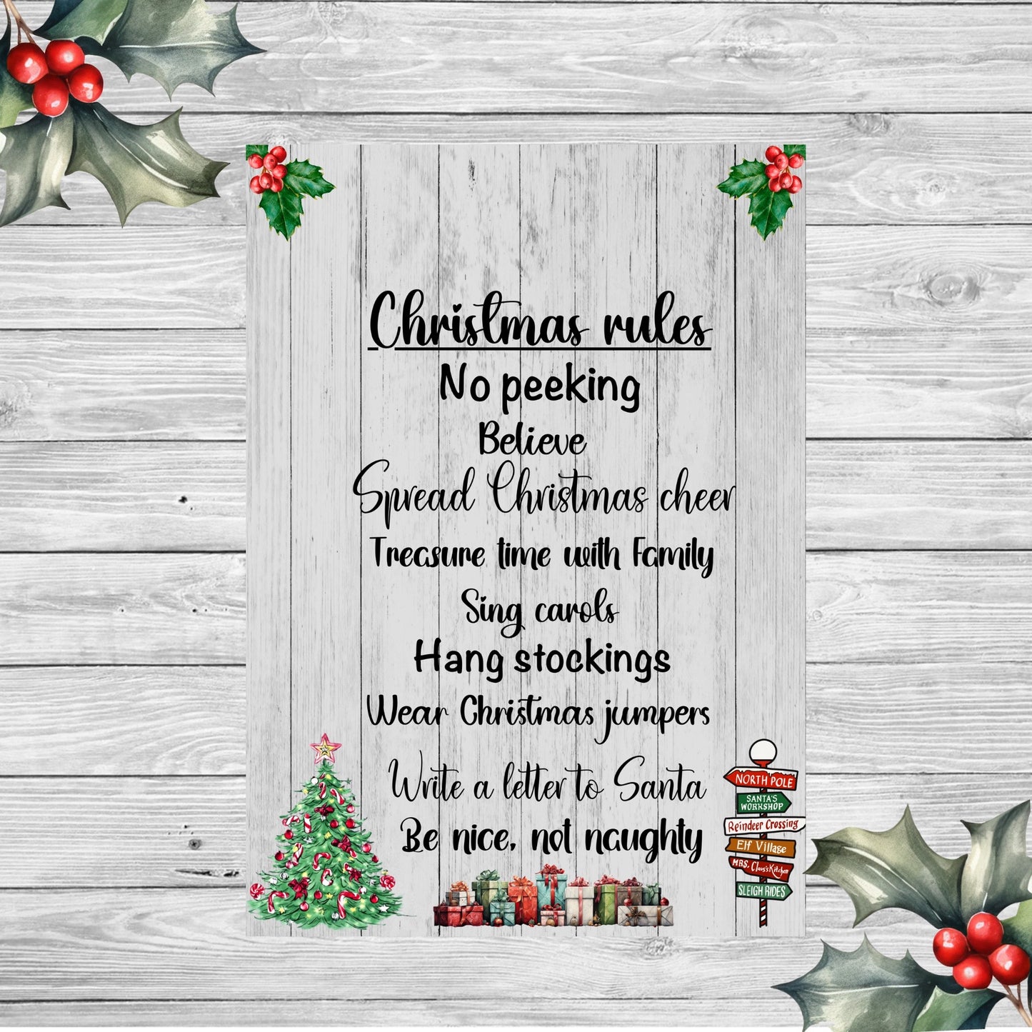 Personalised Christmas Rules Plaque