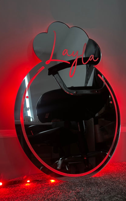 LED mirror with name