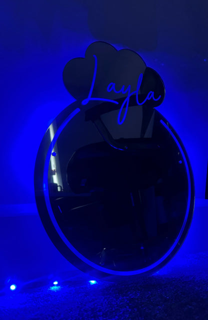 LED mirror with name