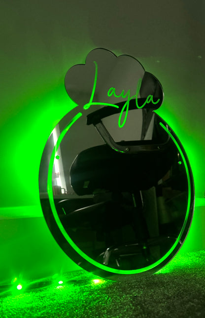 LED mirror with name