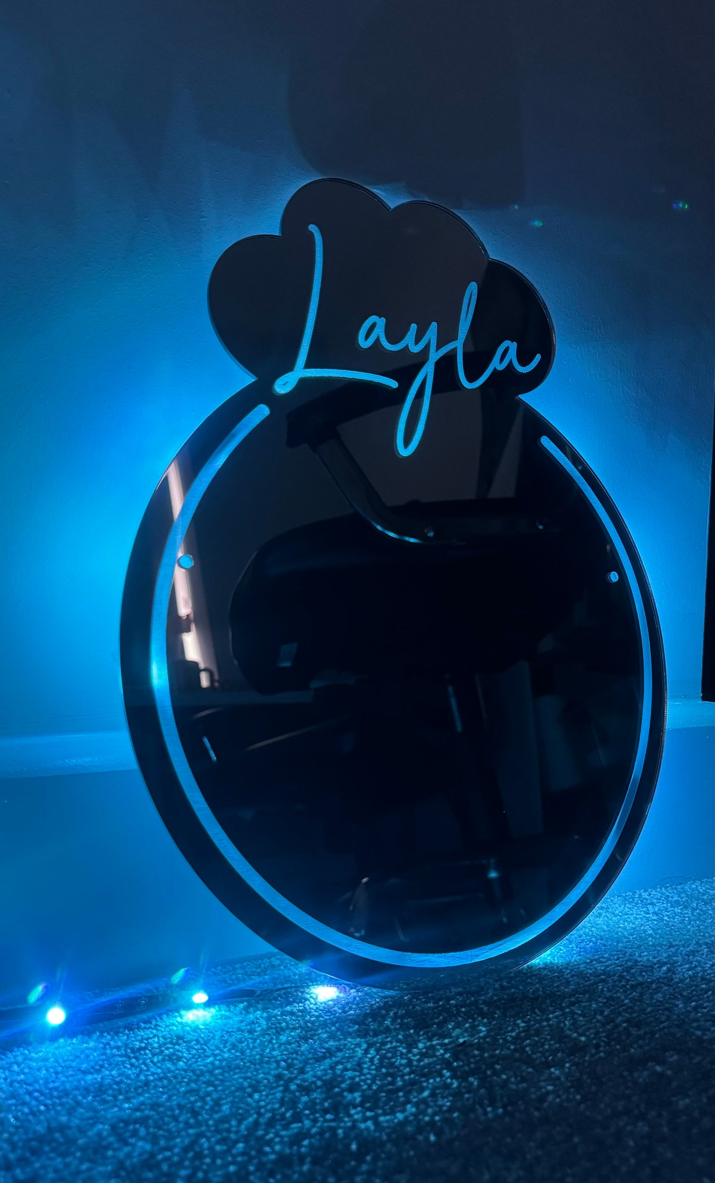 LED mirror with name