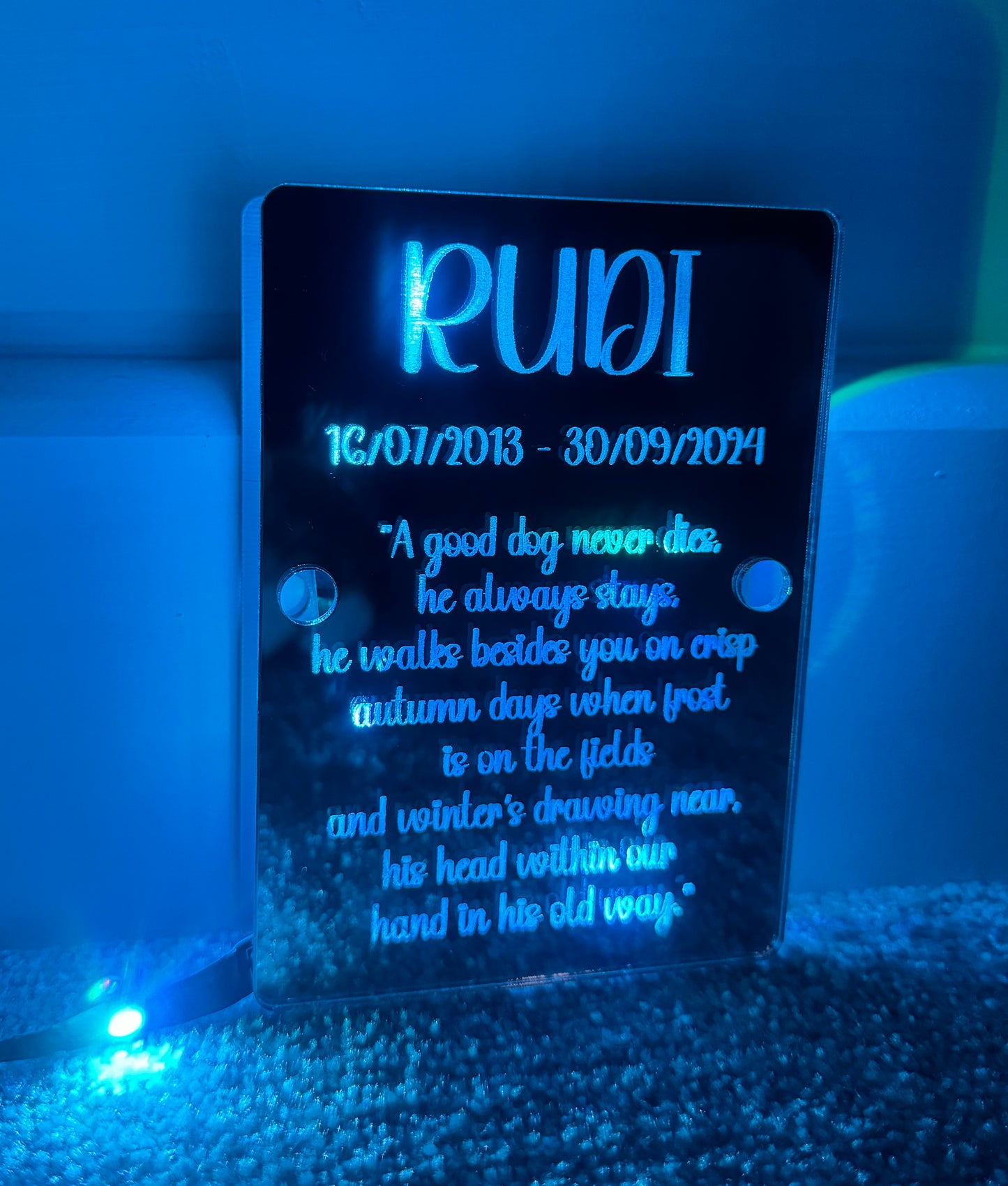 LED Dog memorial freestanding sign