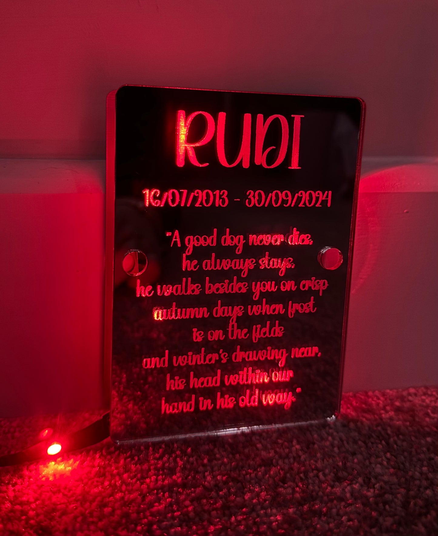 LED Dog memorial freestanding sign