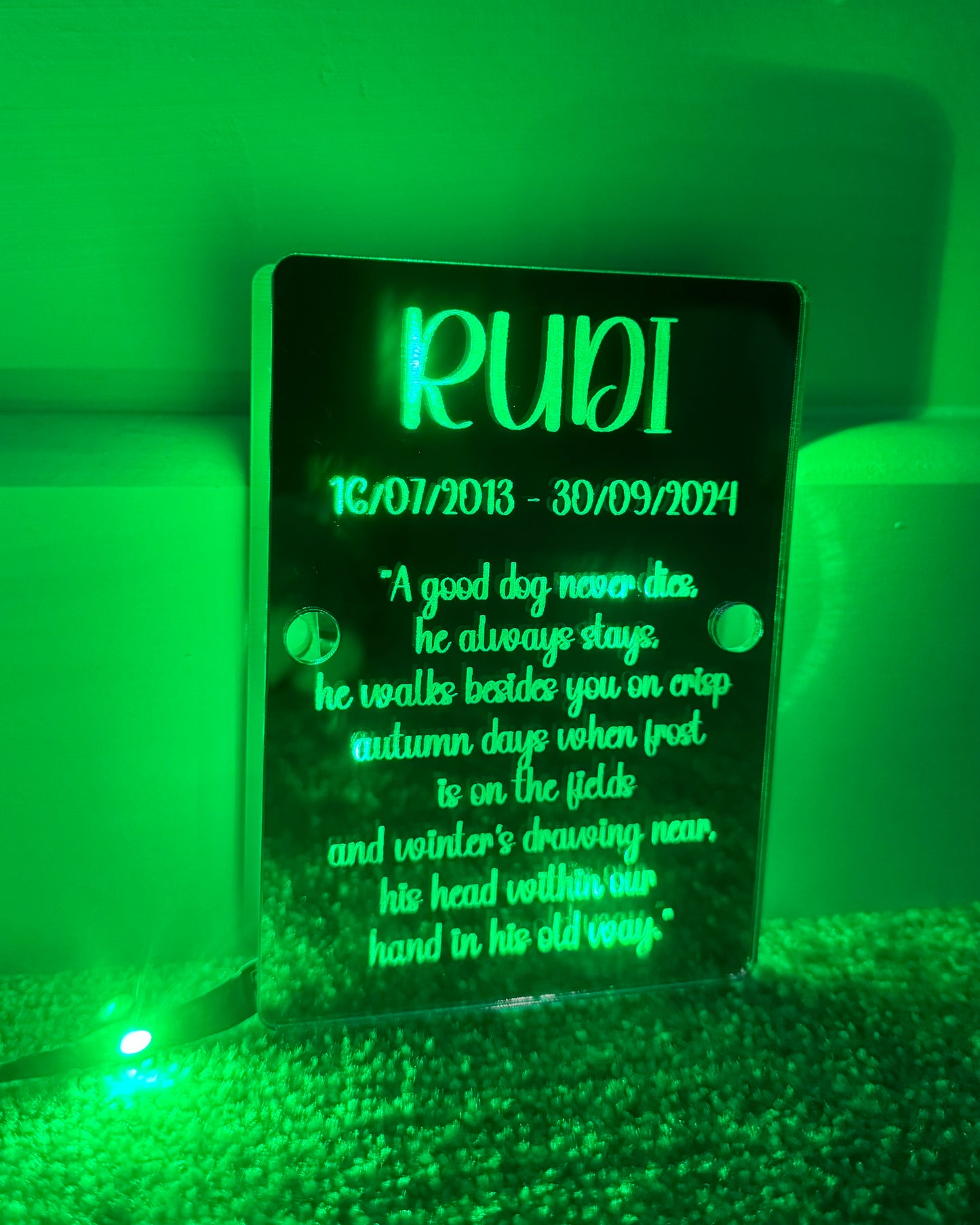 LED Dog memorial freestanding sign