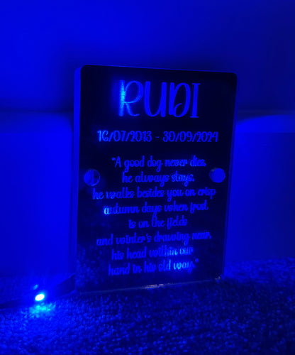 LED Dog memorial freestanding sign