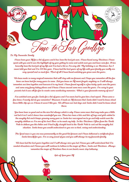 Elf Goodbye Letter & Certificate