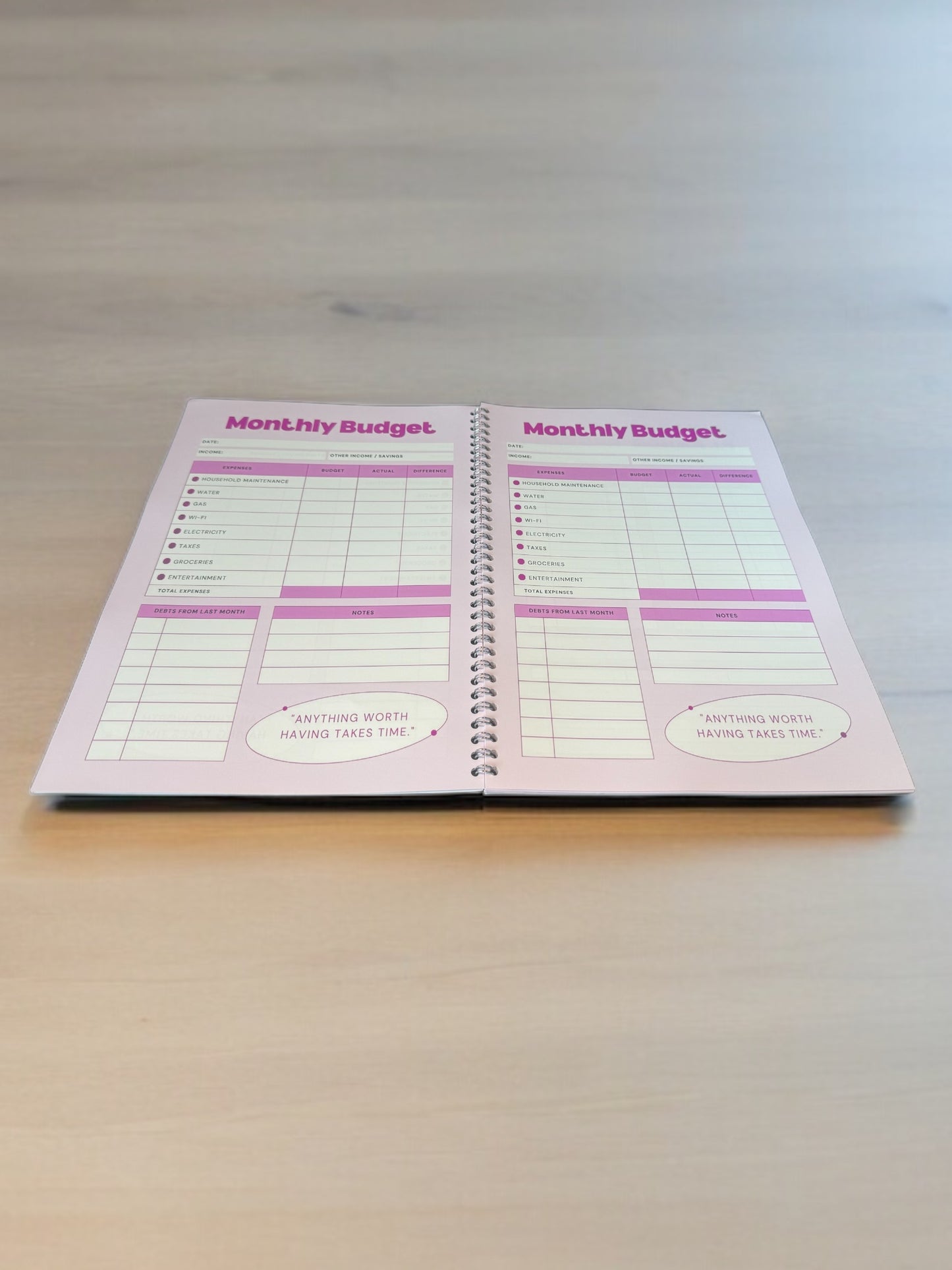 A4 Budget planner