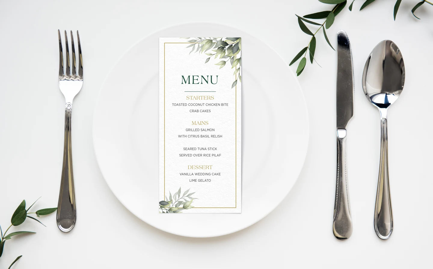 Wedding menu's